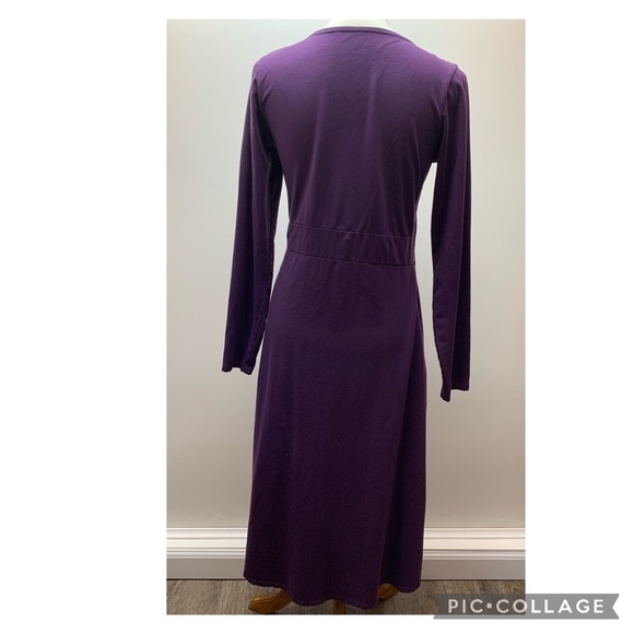 L.L. Bean purple wrap bodice long sleeve dress M - Picture 3 of 11